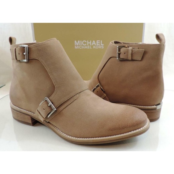 Michael Kors Adams Monk Strap Bootie Suede Beige Dark Khaki Size 10 - Picture 2 of 7